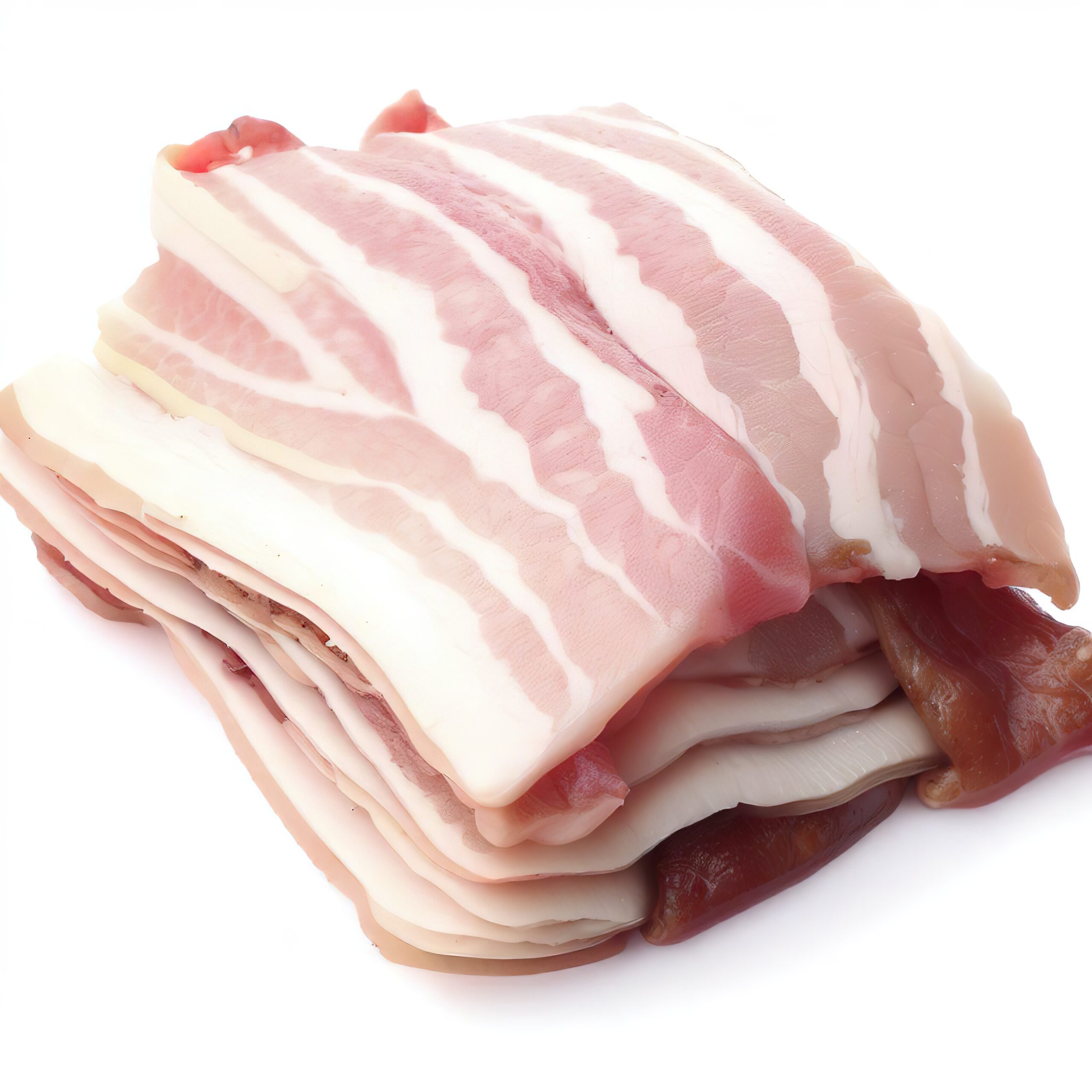 streaky pork isolated on white background