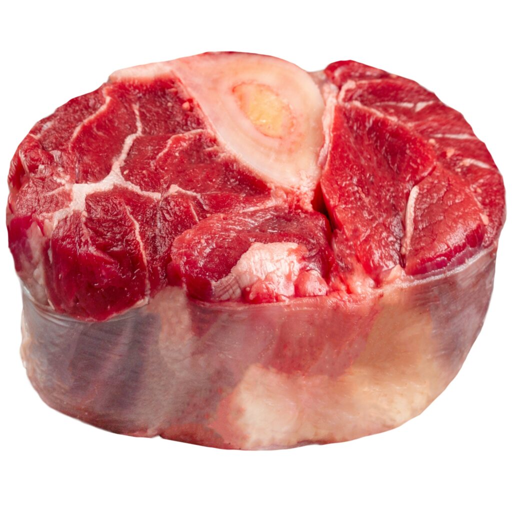 Isolated raw beef shank on the white background